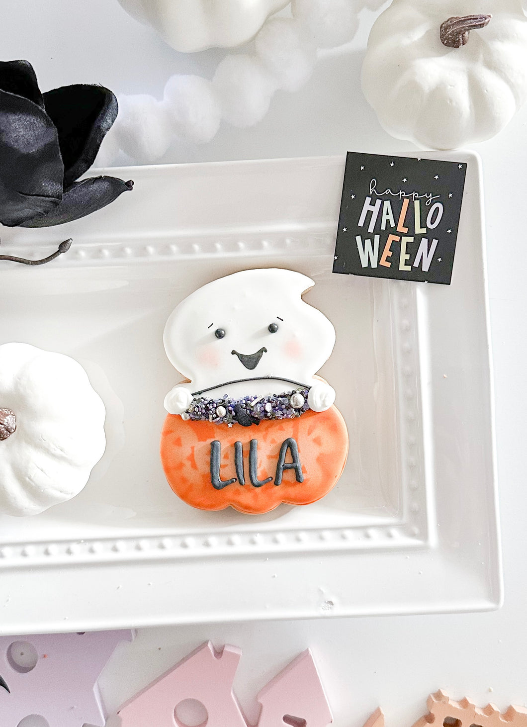 Personalized Pumpkin Ghost Cookie