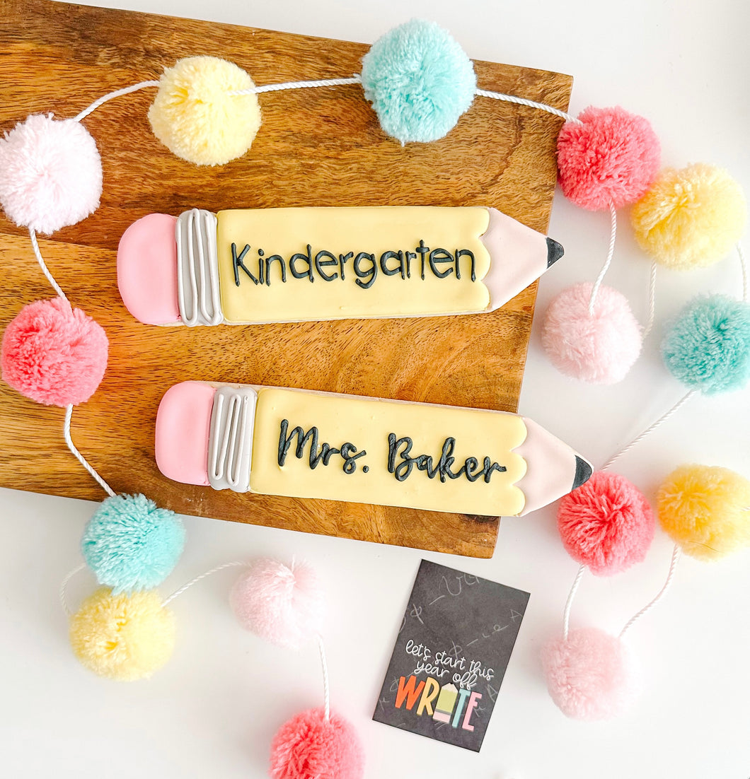 Back to School PENCIL Sugar Cookie - PERSONALIZED
